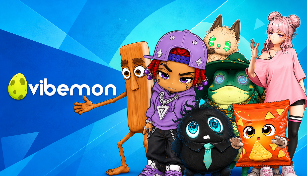 vibemon Steam capsule art with the main character lineup